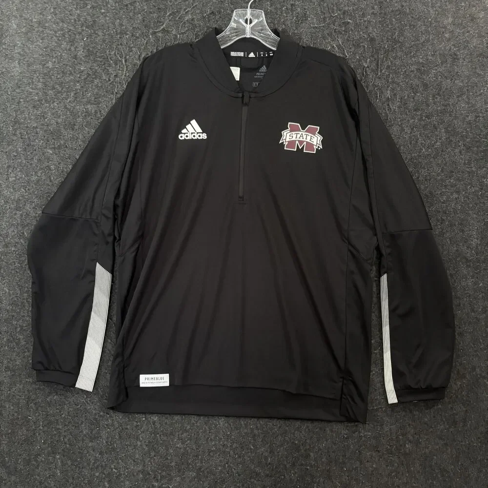 Mississippi State Bulldogs Pullover Men's Medium Black Basketball 1/4 Zip Adidas